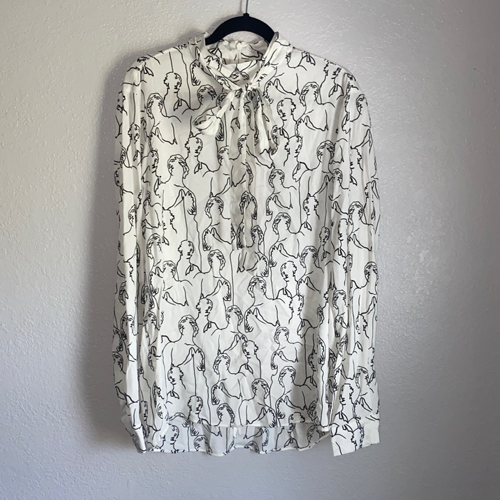 ASOS White Art Dress Shirt with Bow